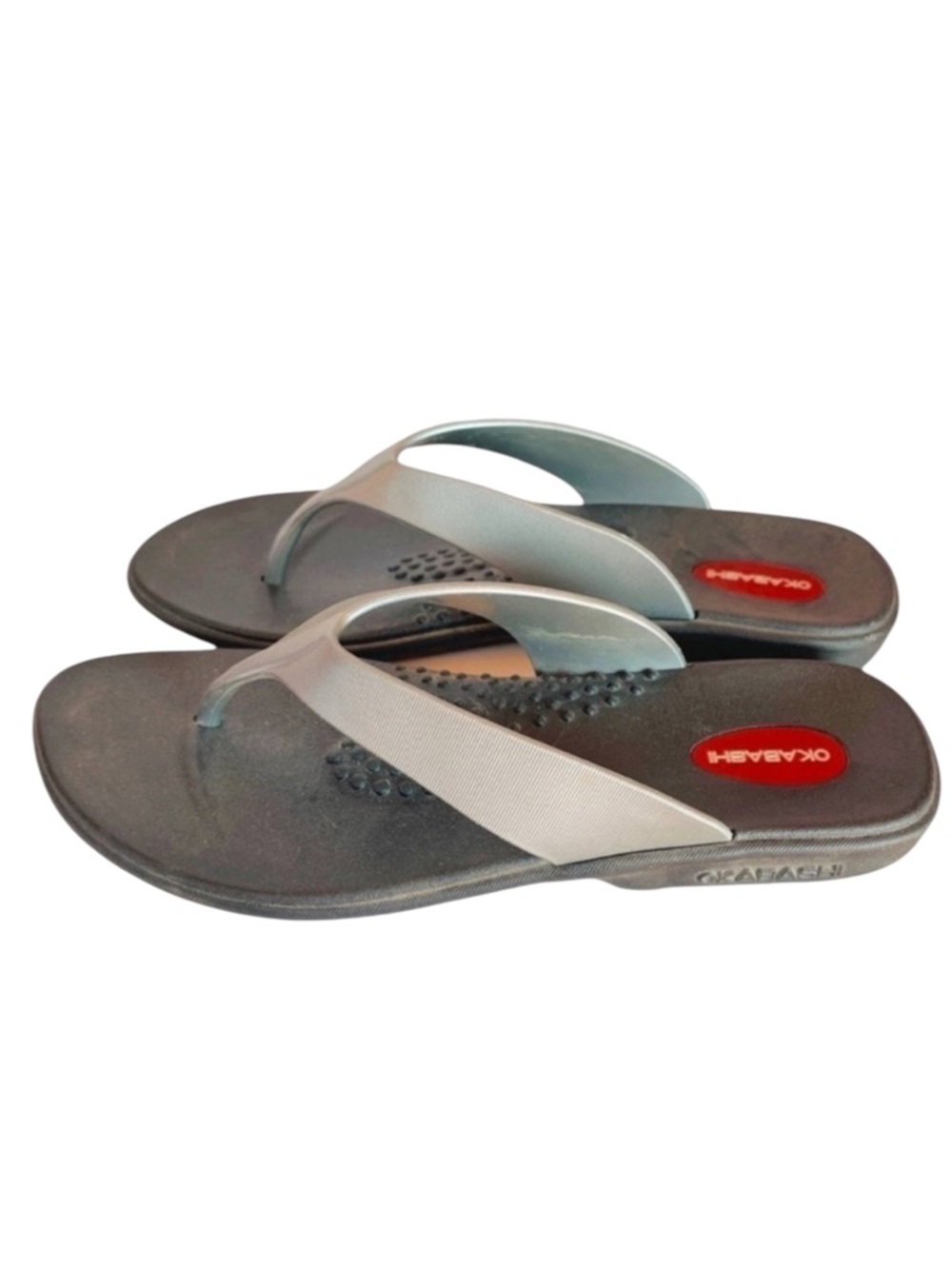 OKABASHI Marina Gray Charcoal Size Medium Flip Flops - Picture 3 of 8